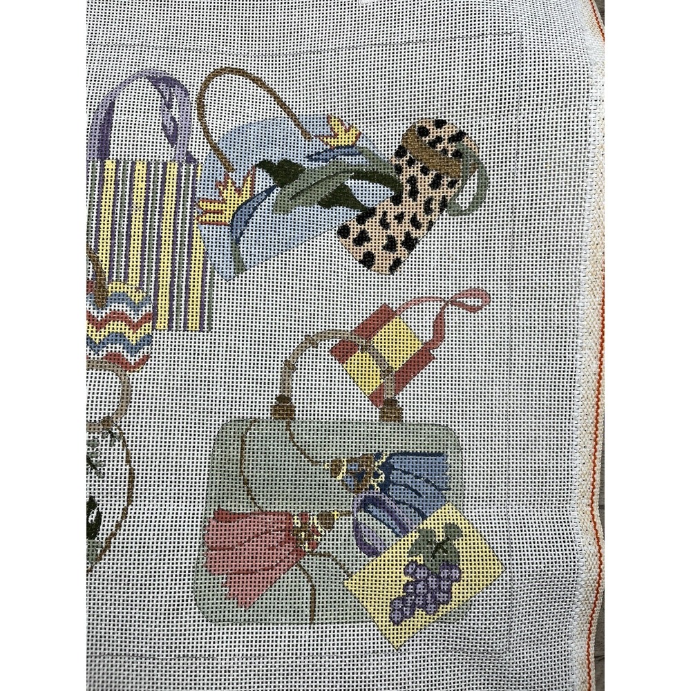 ROSALIE PETERS Handpainted Needlepoint Canvas Handbags Bags Pillow Design 13ct - Picture 3 of 9